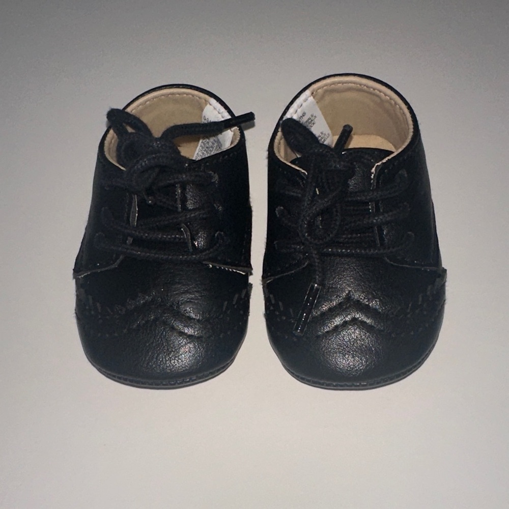 Janie and Jack Black Baby Walker Shoes